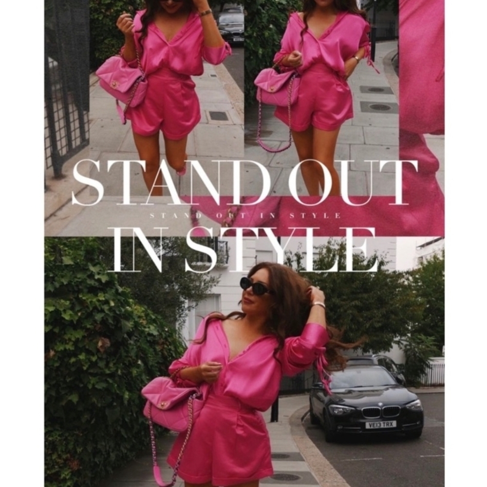 Vibrant Pink Romper with Matching Bag